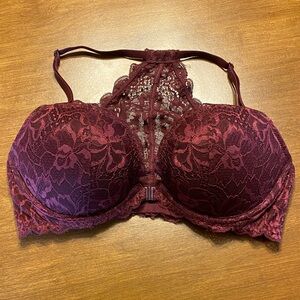PINK Victorias Secret Lace Push Up Bra 34D Maroon